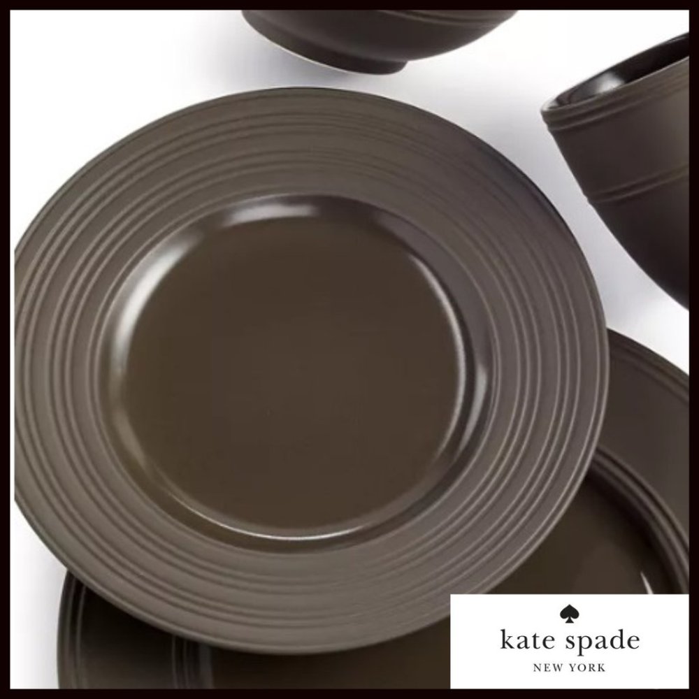 KATE SPADE NY x LENOX Stoneware Side Desert Plates Light Mocha Colour Timeless